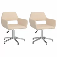 Krzesła - vidaXL Obrotowe krzesła stołowe, 2 szt., kremowe, tkanina - miniaturka - grafika 1