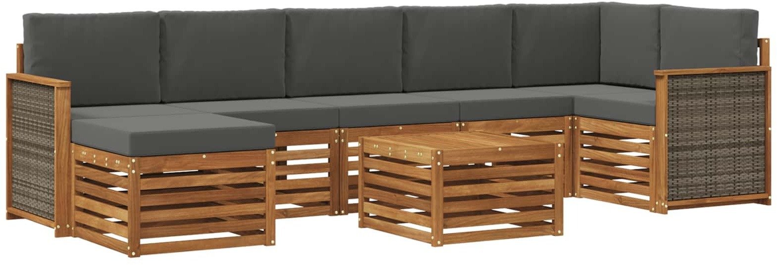 vidaXL Zestaw sof na zewnątrz z poduszką 7 pcs Naturalny i Antracytowy