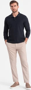 Ombre Longsleeve męski z kołnierzykiem polo - granatowy V3 OM-POBL-0114 L - Koszulki męskie - miniaturka - grafika 1