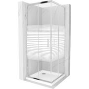 Kabiny prysznicowe - Mexen Rio kabina prysznicowa kwadratowa 90x90 cm, pasy, chrom + brodzik Flat, biały - miniaturka - grafika 1