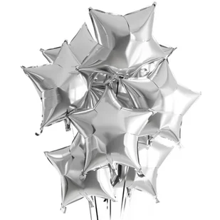Balony Foliowe Gwiazdki Srebrne Dekoracja Na Panieński Chrzest Roczek 45cm - Baby shower i roczek - miniaturka - grafika 1
