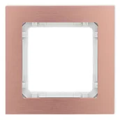 Klawisze i ramki - Karlik Ramka pojedyncza Deco metal - miedź szczotkowana, biały - miniaturka - grafika 1