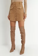 Spódnice - Ciemnobeżowa Spódnica Pyrhina - miniaturka - grafika 1