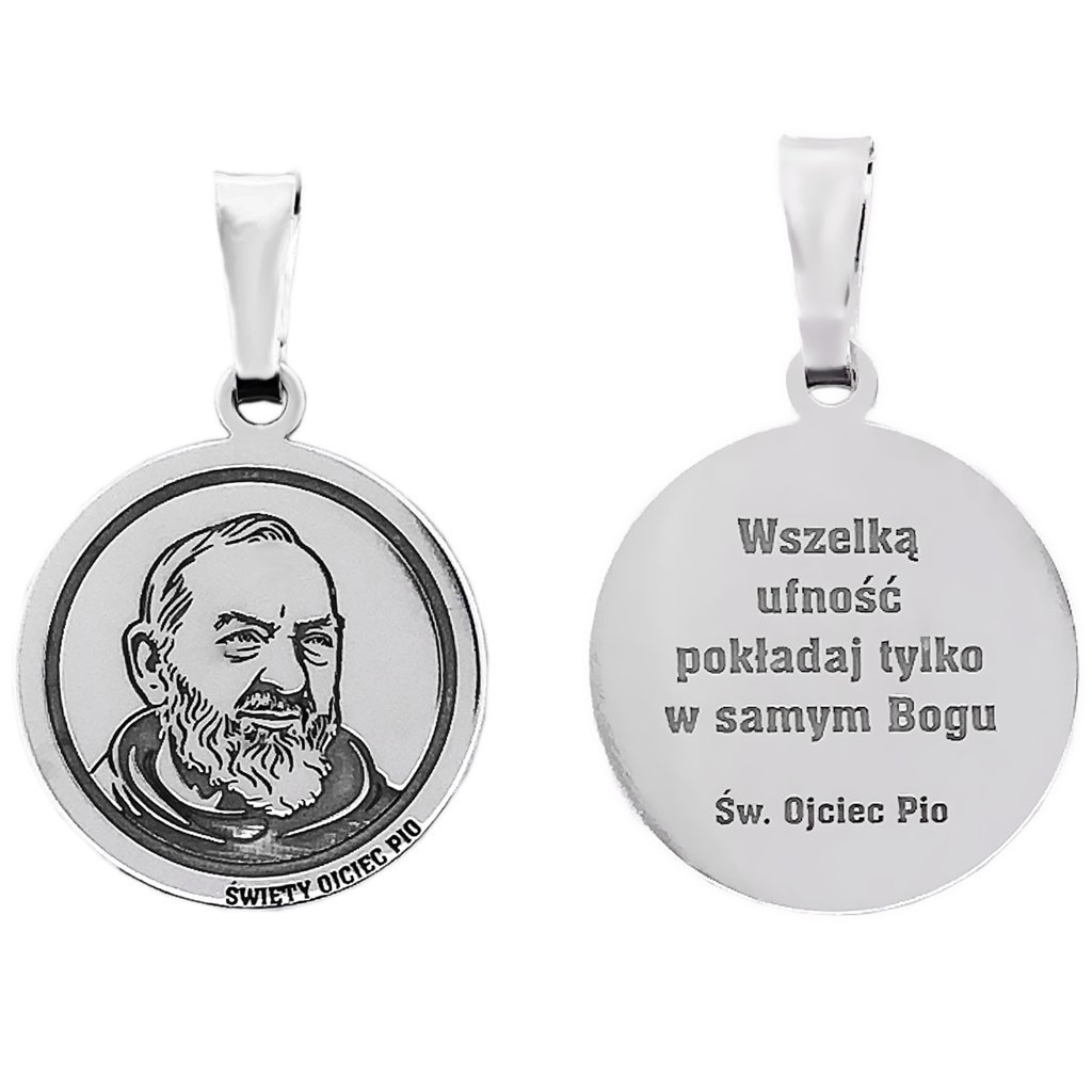 Medalik srebrny Ag 925 rodowany Święty Ojciec Pio MDC010R