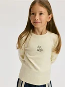 Bluzki dla dziewczynek - Reserved - Koszulka z nadrukiem - beżowy - miniaturka - grafika 1