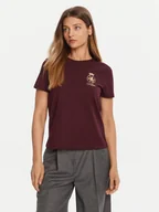 Koszulki i topy damskie - Tommy Hilfiger T-Shirt Gold Crest WW0WW46153 Bordowy Regular Fit - miniaturka - grafika 1