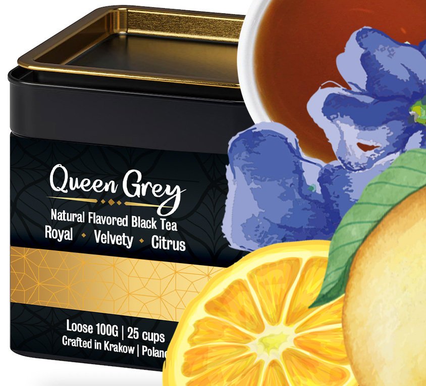 Blue Earl Grey Metalowa Puszka Herbata Czarna Smakowa Bławatek Skórka Pomarańczy
