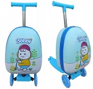 Hulajnogi - Hulajnoga Balansowa z Walizka Podróżna 2w1 LED trójkołowa  dla chłopca niebieska - miniaturka - grafika 1