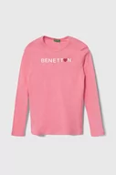 Bluzki dla dziewczynek - United Colors of Benetton longsleeve bawełniany dziecięcy kolor różowy - miniaturka - grafika 1