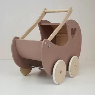 WÓZEK DLA LALEK budka brązowa z wyciętym serduszkiem - Wózki dla lalek - miniaturka - grafika 1