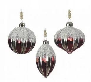 Bombka Choinkowa Czerwono-Biała Szklana 8 Cm - Bombki - miniaturka - grafika 1
