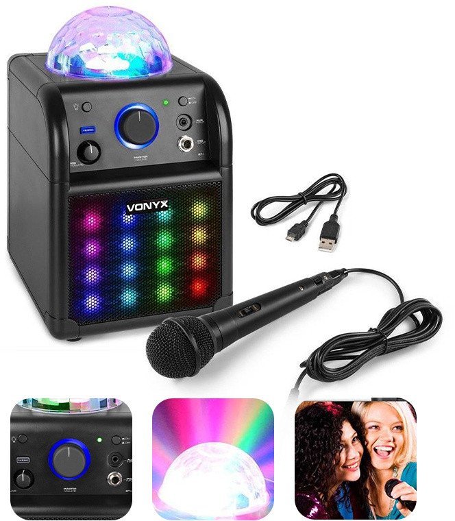 bluetooth karaoke czarny z efektem LED SBS50B one size