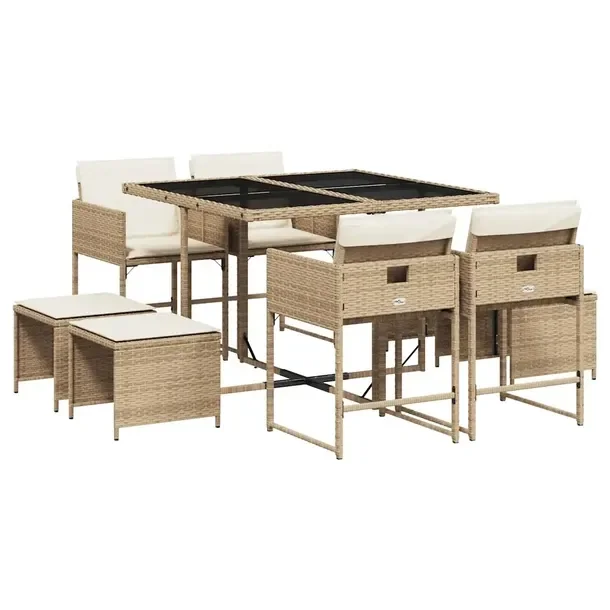Zestaw Mebli Ogrodowych Rattan PE, Stół 110x106x73 cm, Krzesła 50,5x50x7