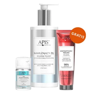 Zestaw Apis, nawilżający żel do mycia twarzy z kwasem hialuronowym, 300 ml + krem aktywnie nawilżający 30+, 50 ml + enzymatyczny peeling do twarzy, 100 ml gratis - Zestawy kosmetyków damskich Zestaw Apis, nawilżający żel do mycia twarzy z kwasem hialuronowym, 300 ml + krem aktywnie nawilżający 30+, 50 ml + enzymatyczny peeling do twarzy, 100 ml gratis - Zestawy kosmetyków damskich - miniaturka - grafika 1