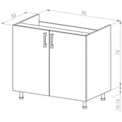 Meble kuchenne - Bari Plus Szafka Dolna Pod Zlew D2Z-90 Dąb Kamienny - miniaturka - grafika 1