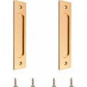 Zawiasy, okucia i inne akcesoria - Klamka do drzwi przesuwnych prostokątna ze śrubami montażowymi (matowe złoto, 2 sztuki) - miniaturka - grafika 1