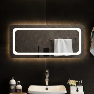 vidaXL Lustro łazienkowe z LED, 90x40 cm - Lustra - miniaturka - grafika 1