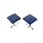 Spinki do mankietów i krawatów - Srebrne spinki do mankietów z Dumortierytem kwadratowym (S951) Srebro [925] - miniaturka - grafika 1