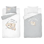 Pościel dla dzieci - Detexpol Pościel bawełniana dziecięca dwustronna Miś na Księżycu szaro-biała 100x135 cm MAYAMOO wzór 3944 A - miniaturka - grafika 1