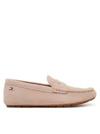 Mokasyny damskie - Tommy Hilfiger Mokasyny Flag Soft Suede Driver Loafer FW0FW08558 Różowy - miniaturka - grafika 1