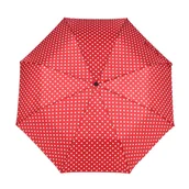 Parasole - Parasol damski Derby Trend półautomatyczny składany czerwony w groszki - miniaturka - grafika 1