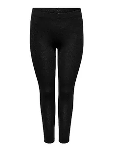 ONLY CARMAKOMA Carjohanna Lurex legginsy damskie, Czarny/szczegóły: srebrny lurex, 42-44 - Legginsy - miniaturka - grafika 1