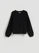 Swetry damskie - Reserved - Sweter z wiskozą - czarny - miniaturka - grafika 1