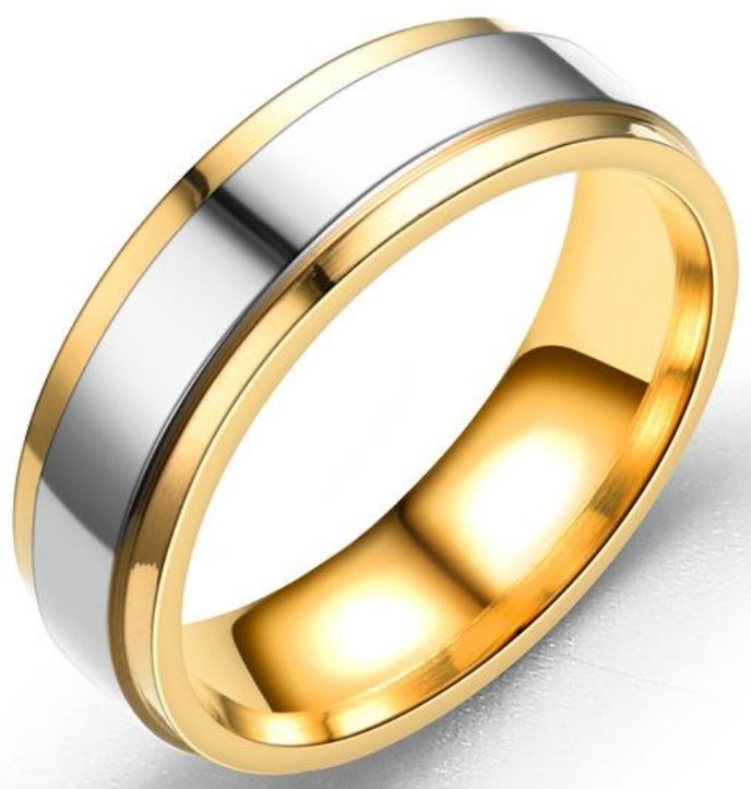 Złoty Pierścionek Srebrny Pasek Stal Szlachetna
