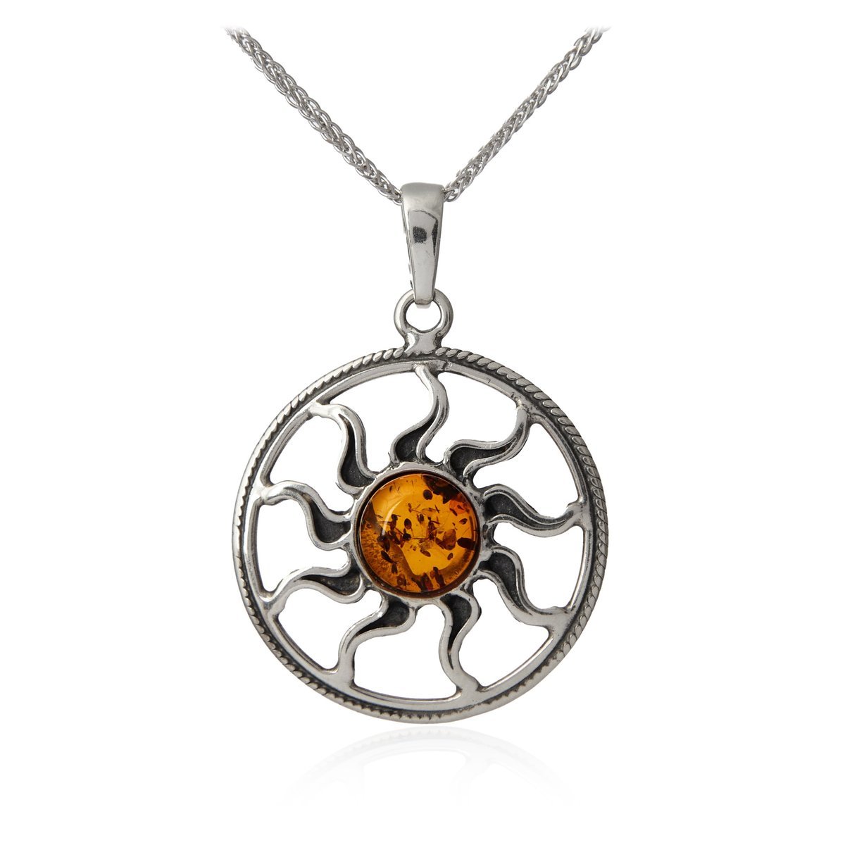 ankabizuteria.pl Zawieszka srebrna SŁONECZKO z bursztynem