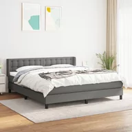 Łóżka - Lumarko Łóżko kontynentalne z materacem, ciemnoszara tkanina 180x200 cm - miniaturka - grafika 1