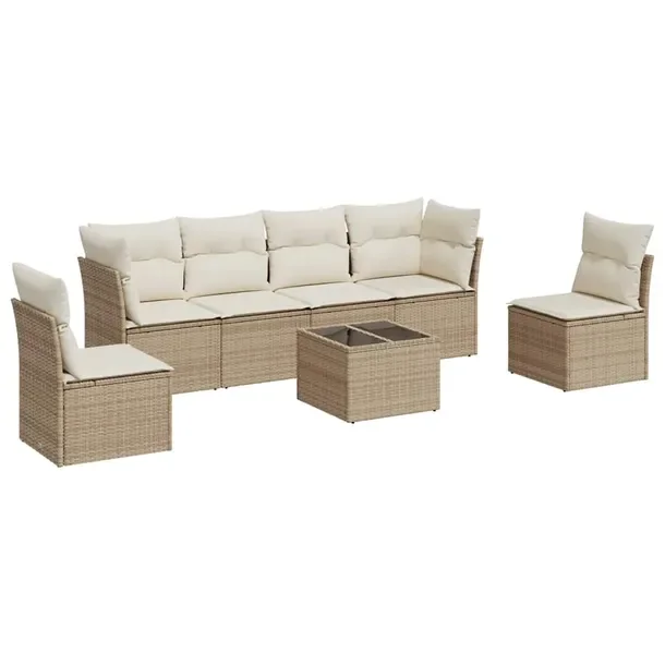 Zestaw mebli ogrodowych modułowych beżowy z rattanem PE, 62 x 62 x 69 cm