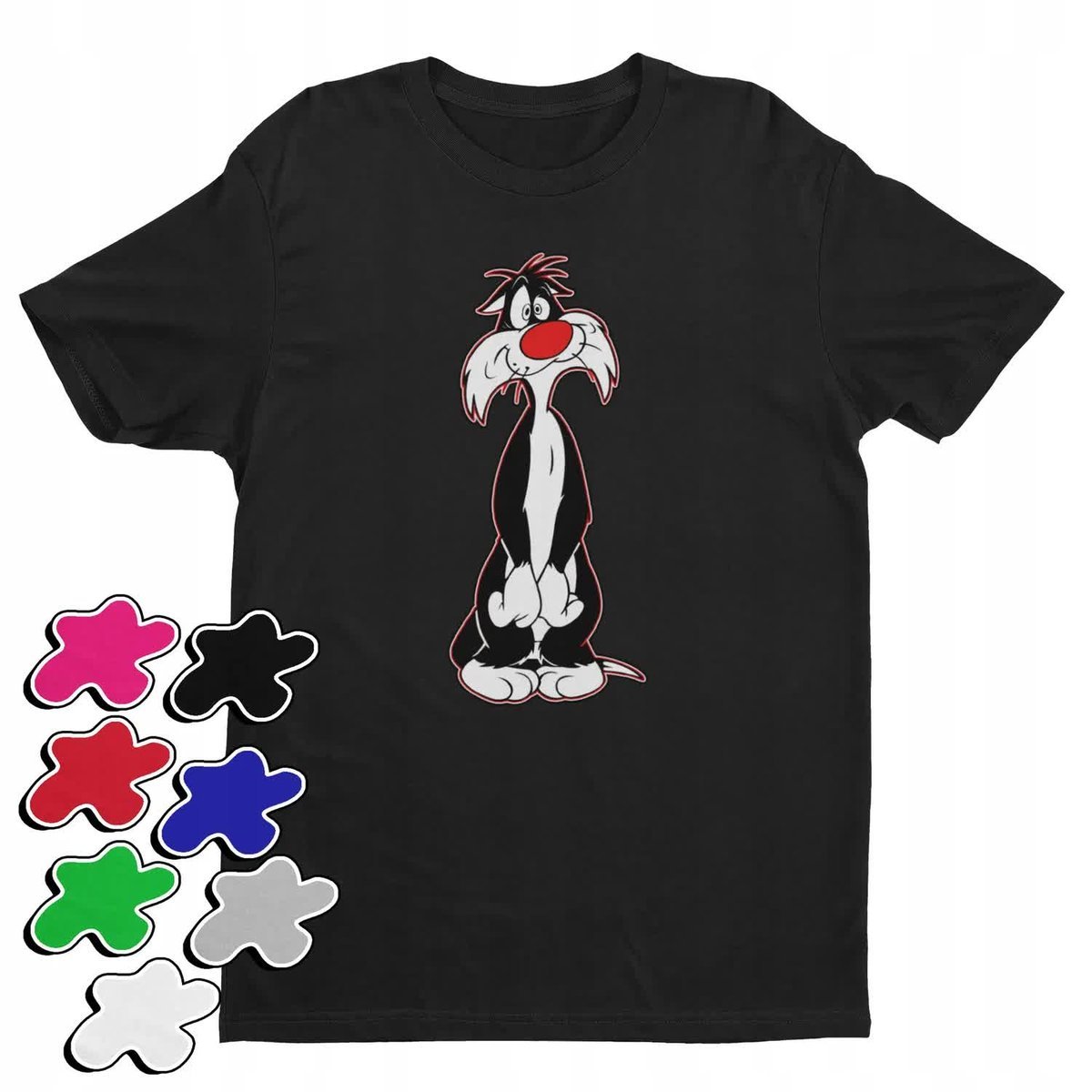 Koszulka T-Shirt Dziecięca Z Nadrukiem Looney Kot Sylwester -L 146-152