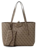 Torebki damskie - GUESS - Damska torba shopper z saszetką, beżowy|brązowy - miniaturka - grafika 1