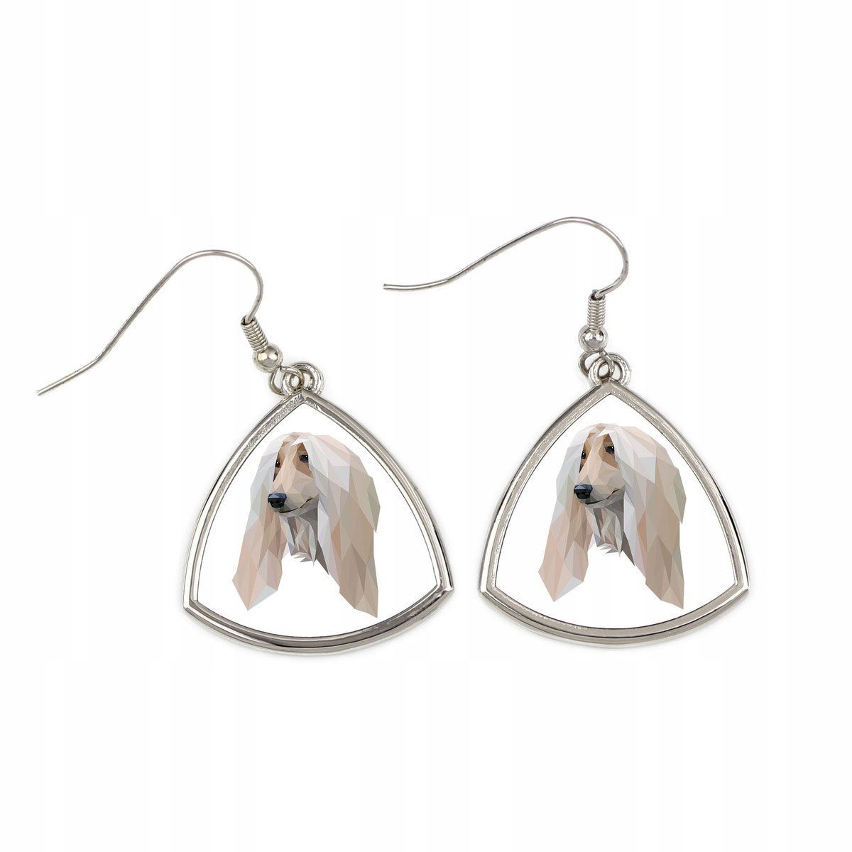 Chart afgański -kolczyki ze zdjęciem i napisem geometryczne pies Art-Dog