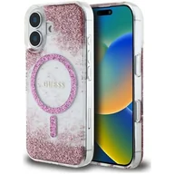 Etui i futerały do telefonów - Etui GUESS HC Resin Bottom Glitter MagSafe do Apple iPhone 16 Różowy - miniaturka - grafika 1