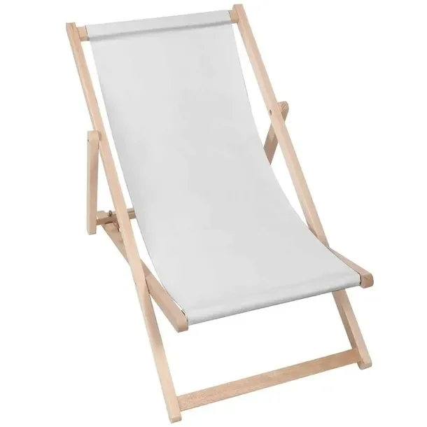 Leżak Drewniany Klasyczny Plażowy Regulacja Oparcia Basic Pale Grey Balkon
