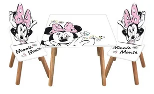 ARDITEX WD13678 Zestaw stołowy (50x50x44cm) i 2 krzesła (26.5x26.5x50cm) z drewna Disney-Minnie - Stoliki dla dzieci - miniaturka - grafika 1