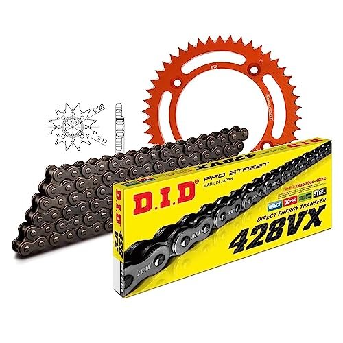 Zestaw łańcuchów DID Alu 428VX / 120 zamek nitowy pomarańczowy do KTM SX 85 ccm rok prod. 2003-2017