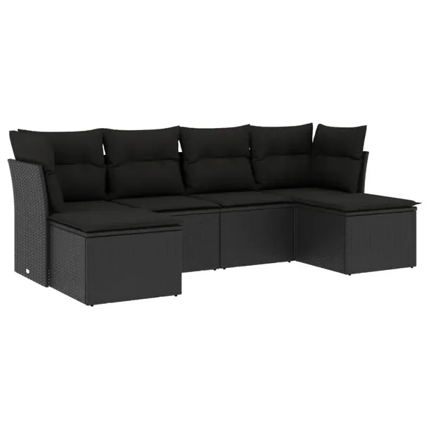 Zestaw Mebli Ogrodowych Modułowych z Rattanu PE, Czarny, 234x117x69 cm
