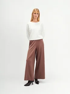 Beżowe tkaninowe spodnie - Spodnie damskie - miniaturka - grafika 1