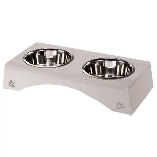 Ferplast Legno, stojak z drewna z dwiema miskami - 2 x 1,2 l, L 49,5 x B 23 x H 9,6 cm - Miski dla psów - miniaturka - grafika 1