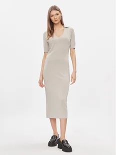 Calvin Klein Sukienka dzianinowa K20K206519 Beżowy Regular Fit - Sukienki - miniaturka - grafika 1