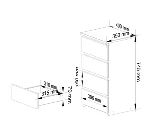 KOMODA CL4 DĄB SONOMA / BIAŁA - Komody - miniaturka - grafika 3