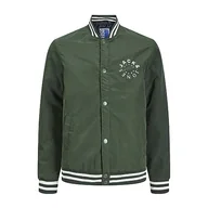 Kurtki i płaszcze dla chłopców - JACK&JONES JUNIOR Jjwarrior College Bomber Jnr kurtka chłopięca, Mountain View/Detail:white Logo + Stripe Ribbing, 164 - miniaturka - grafika 1