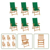 Fotele i krzesła ogrodowe - The Living Store krzesła ogrodowe 6 szt. z zielonymi poduszkami z litego drewna tekowego - miniaturka - grafika 1