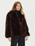 Płaszcze damskie - PINKO Futro 104321 A1ZO Brązowy Regular Fit - miniaturka - grafika 1