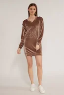 Bluzy damskie - Długa, welurowa bluza z napisem - Monnari - miniaturka - grafika 1