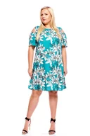 Sukienki - Sukienka FSU939 TURKUSOWY CIEMNY ekri kwiaty - Fokus - miniaturka - grafika 1