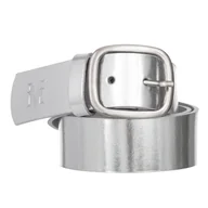 Paski - Klasyczny Pasek Damski VerMari Skórzany Srebrny Blask 4 cm - miniaturka - grafika 1