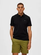 Koszulki męskie - Selected Homme Polo 16087839 Czarny Regular Fit - miniaturka - grafika 1